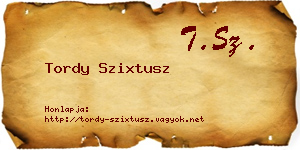 Tordy Szixtusz névjegykártya